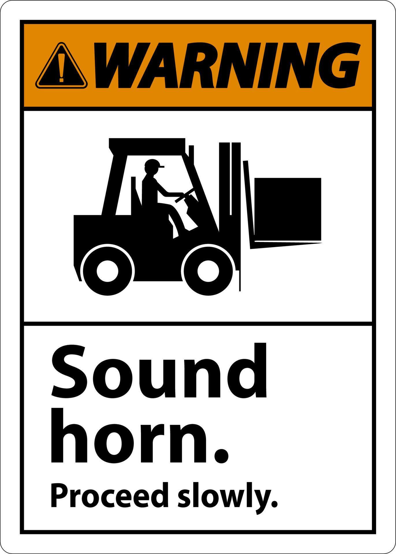Warning Sound Horn Proceed Slowly Sign On White Background 6365702 ...