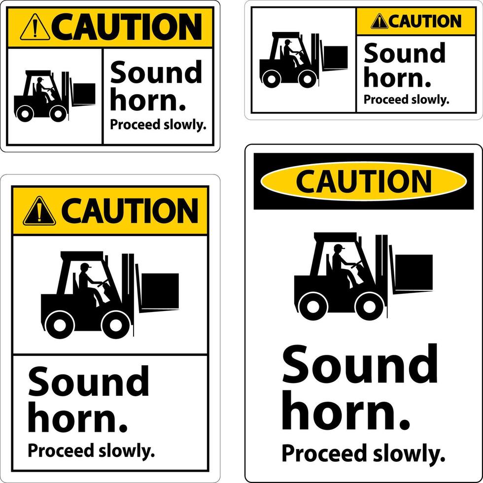 Caution Sound Horn Proceed Slowly Sign On White Background vector