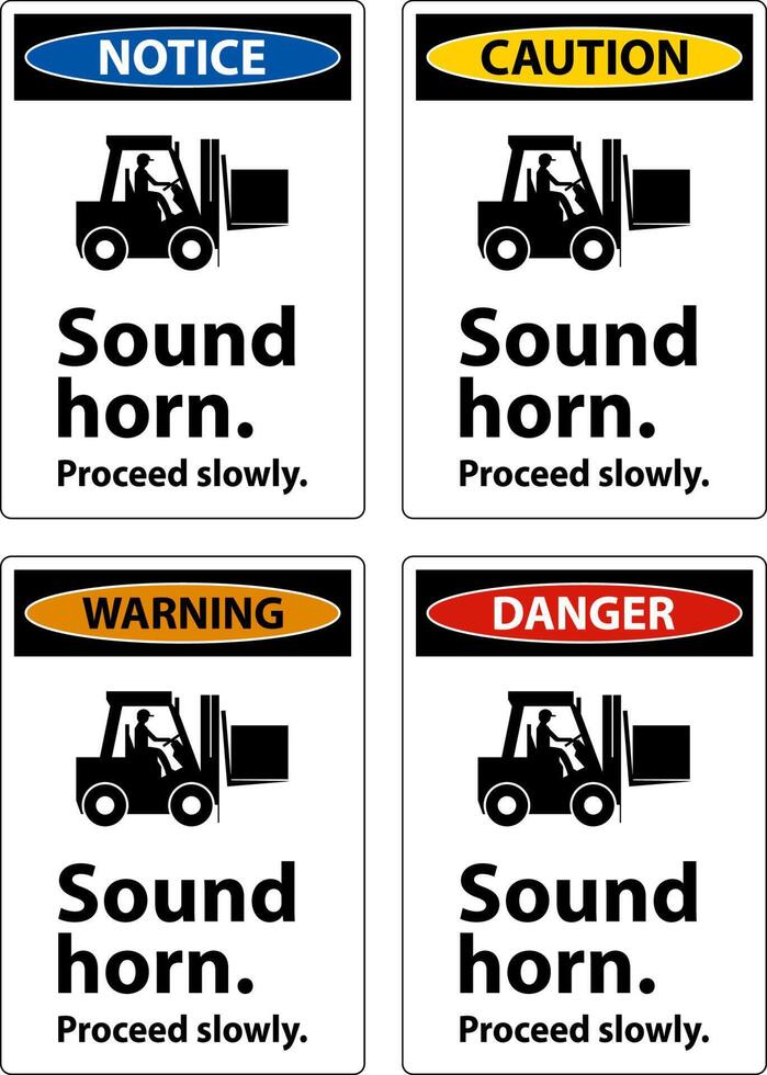 Caution Sound Horn Proceed Slowly Sign On White Background vector