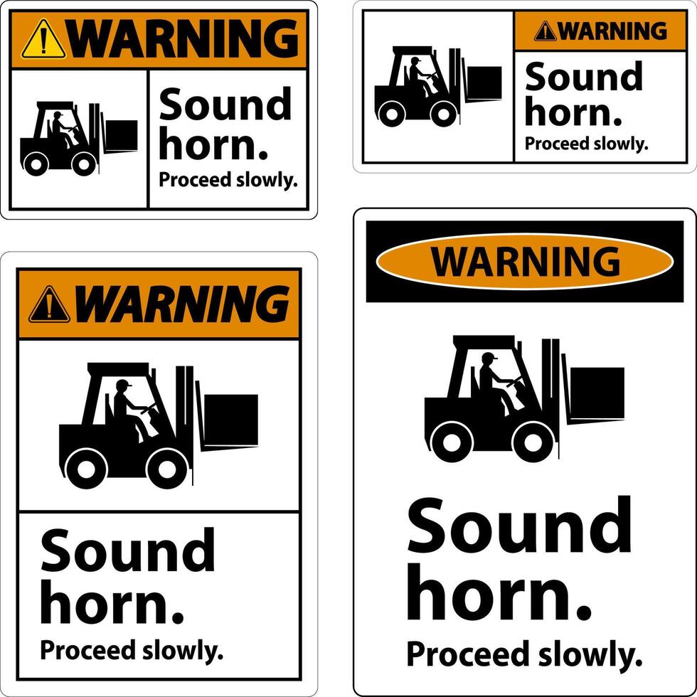 Warning Sound Horn Proceed Slowly Sign On White Background vector