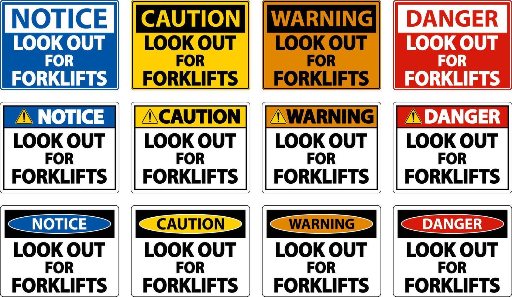 Caution Look Out For Forklifts Sign On White Background vector