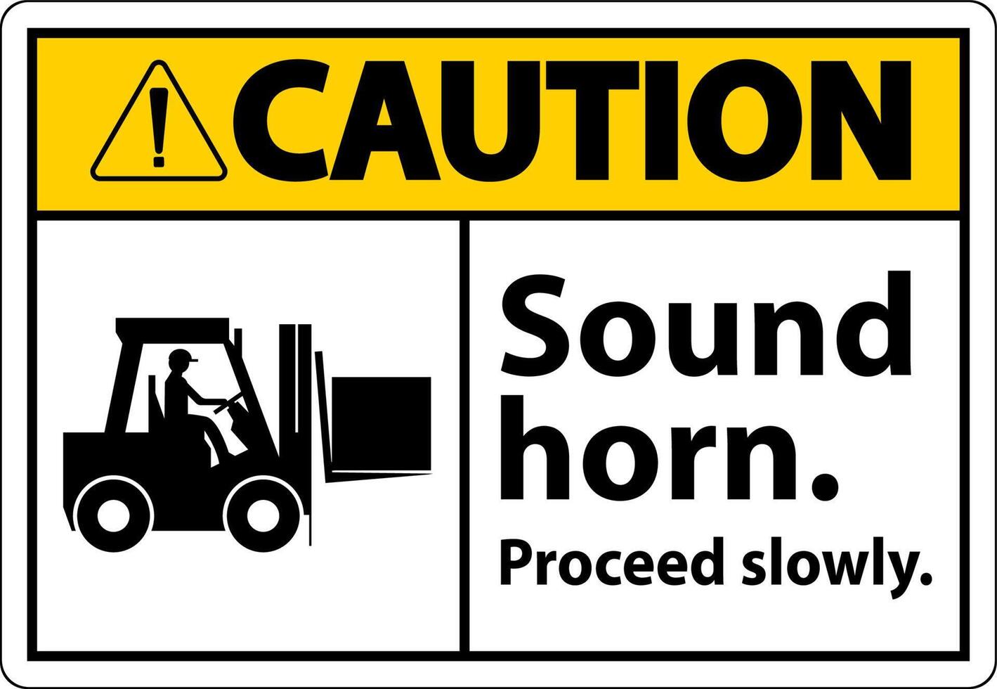 Caution Sound Horn Proceed Slowly Sign On White Background vector