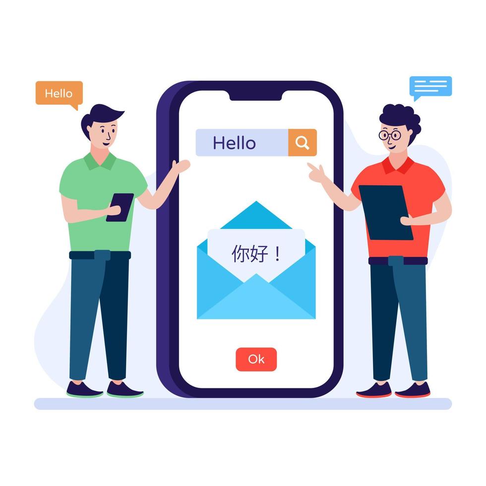 Download premium flat illustration of mobile mail vector