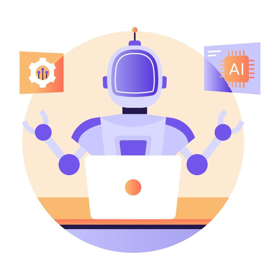 An AI monitoring in modern flat illustration vector