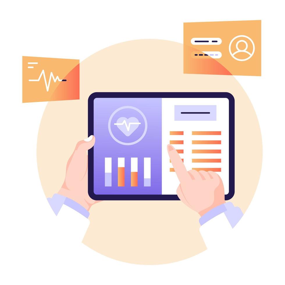 Flat illustration of online analysis is up for premium use vector