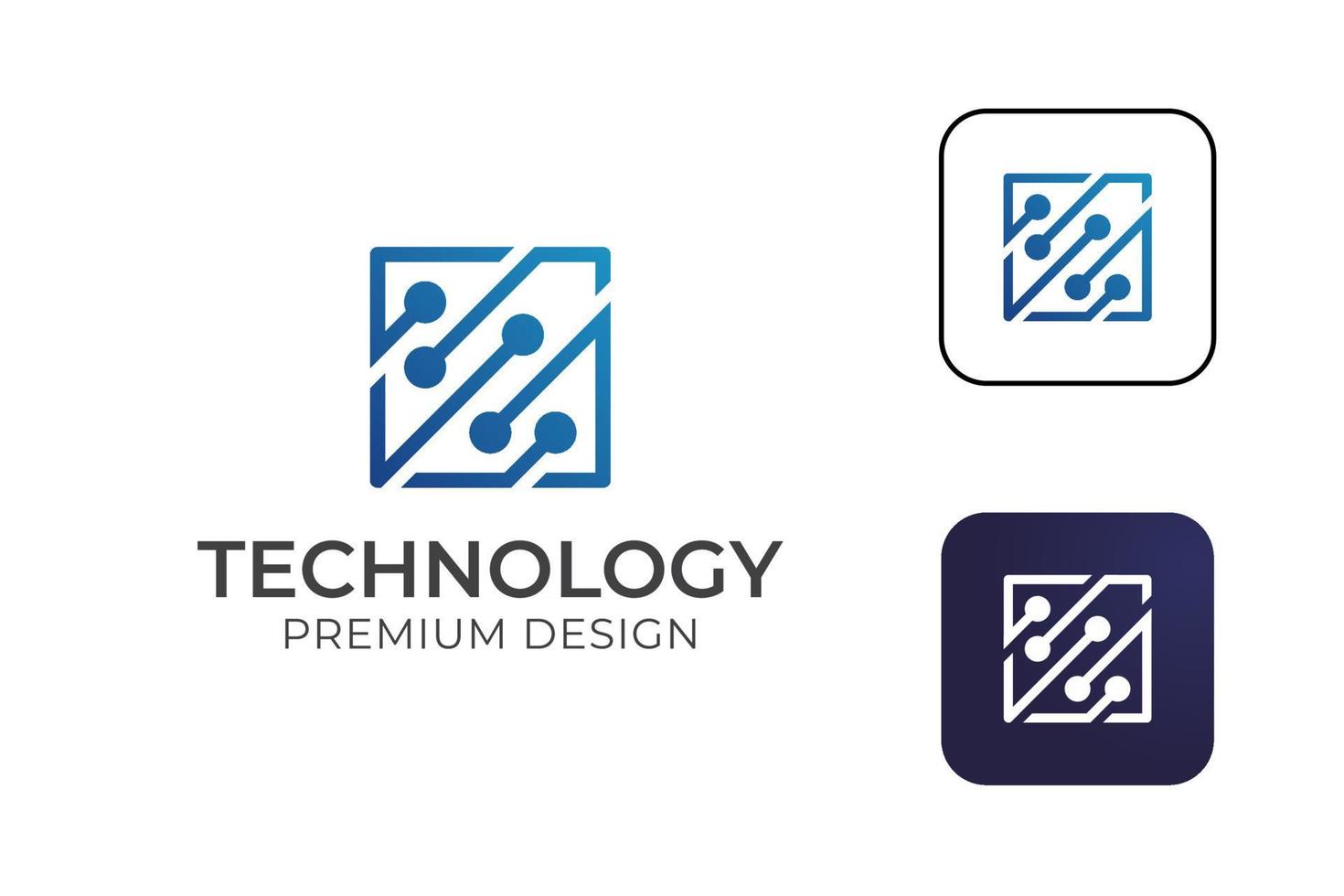 logotipo de computadora de chip de procesador para tecnología de componentes de computadora diseño de logotipo lineal abstracto vector
