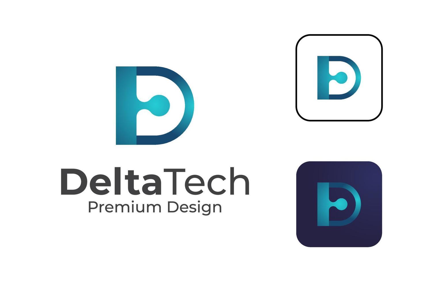 logotipo de tecnología de circuito de letra d moderna para marca de identidad vector