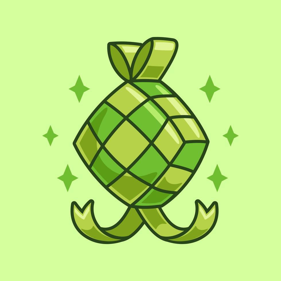 Traditional Ketupat Cartoon for Eid Mubarak vector