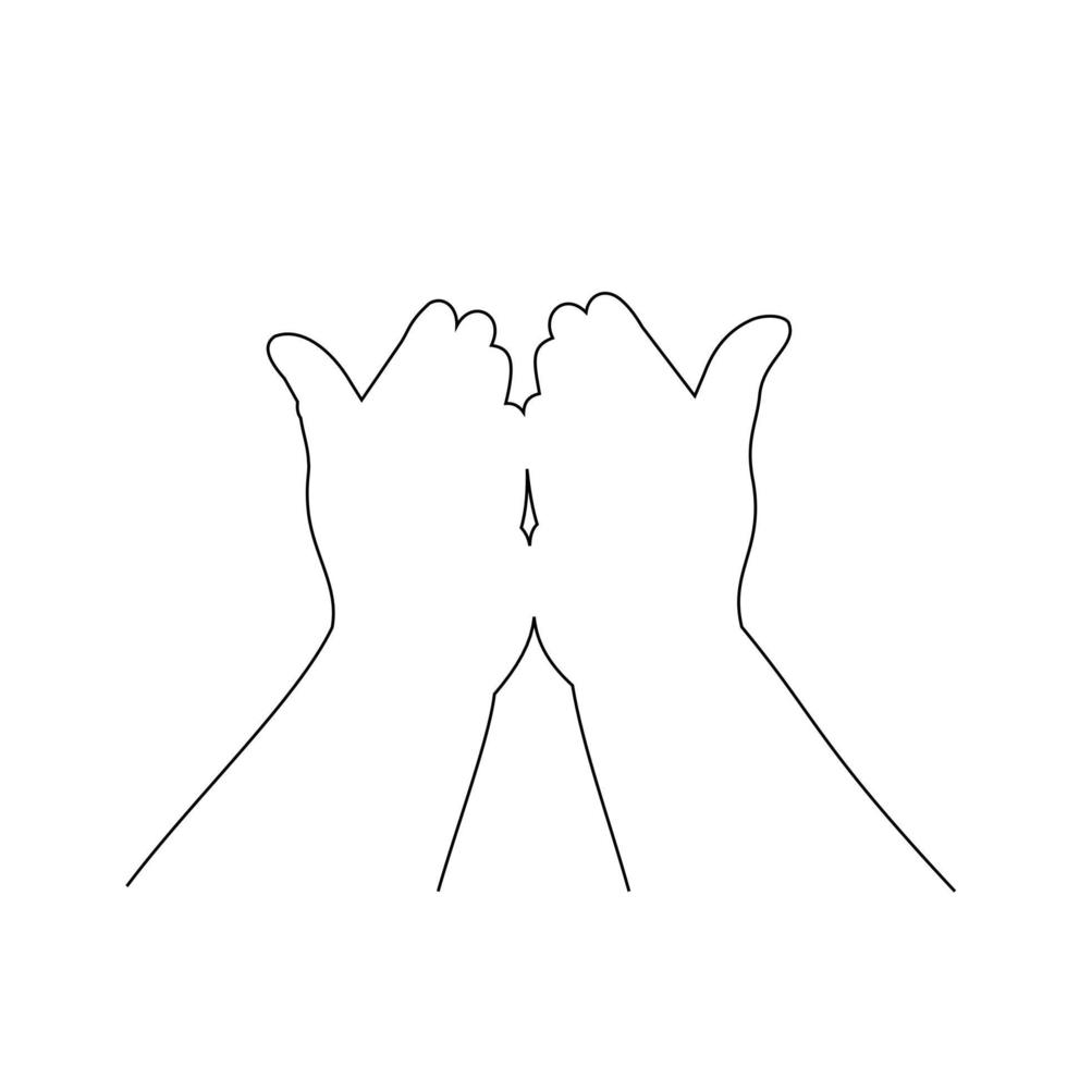 Illustration line drawing of a two hand open for praying. For ramadan, eid al fitr, or church concept. Begging for forgiveness and believe in goodness. Prayer to god with faith and hope. Belief in god vector