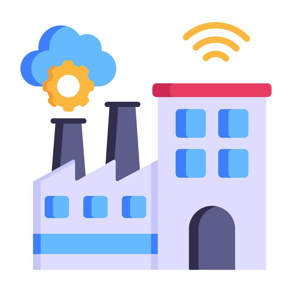 Flat icon of smart factory is ready for premium use vector