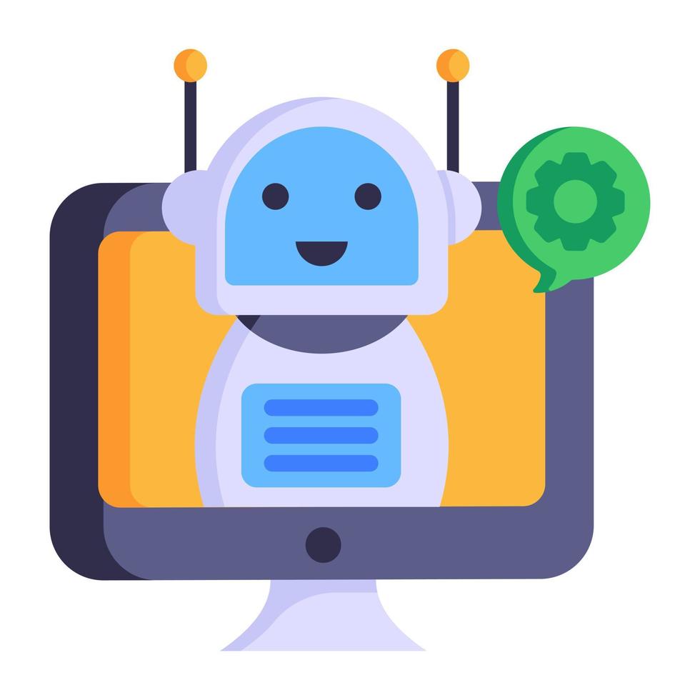 Trendy flat style icon of automation robot vector