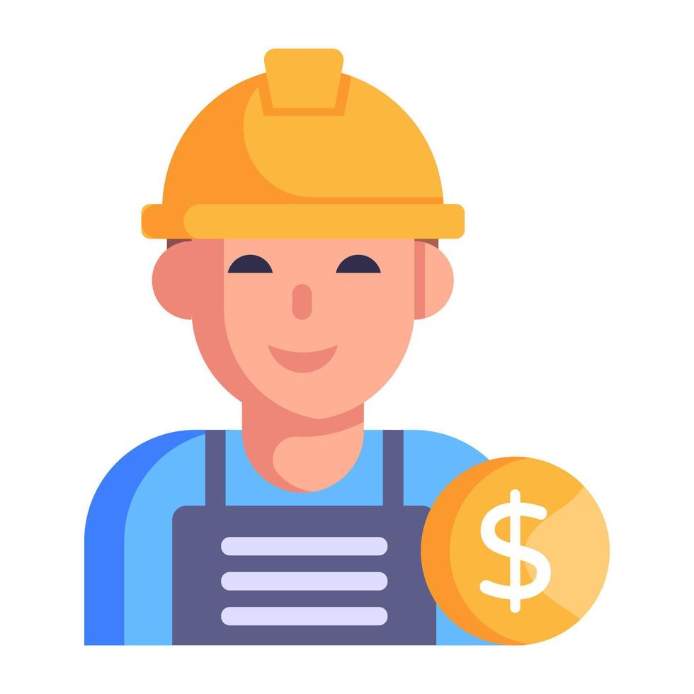 A trendy flat icon of labor cost vector
