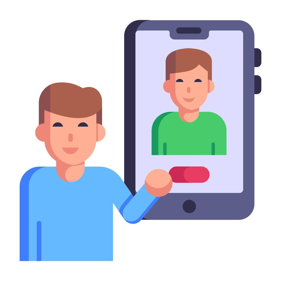 personas virtualmente hablando, icono plano de reunión en línea vector