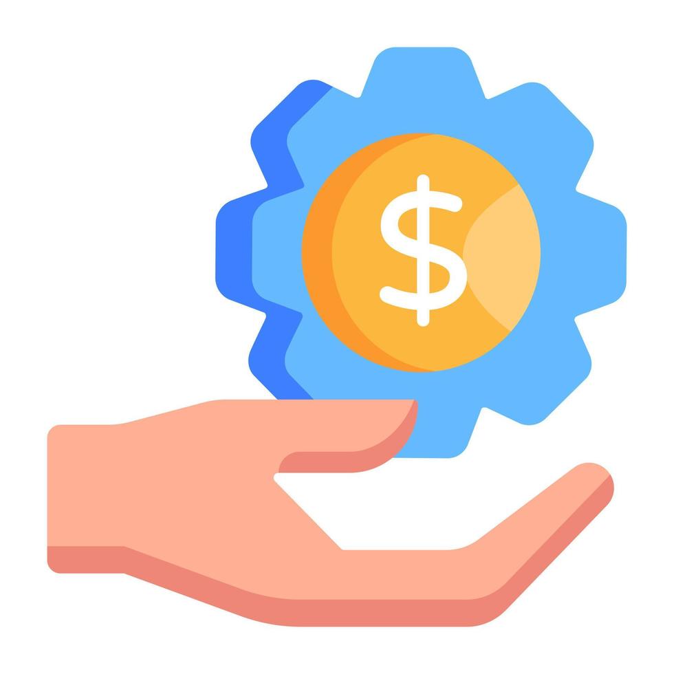 Dollar with cogwheel, flat icon of financial management, vector