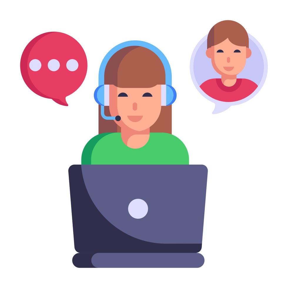 Modern flat style icon of customer support vector