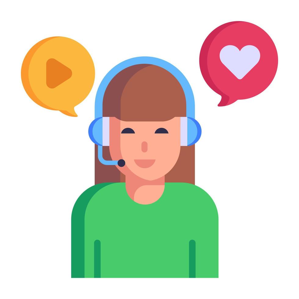 Modern flat style icon of customer support vector