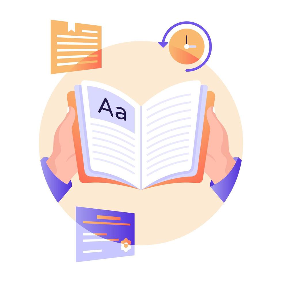 A flat illustration of book reading vector