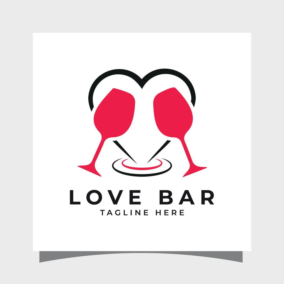 Love Bar logo design template Heart and wine glass vector