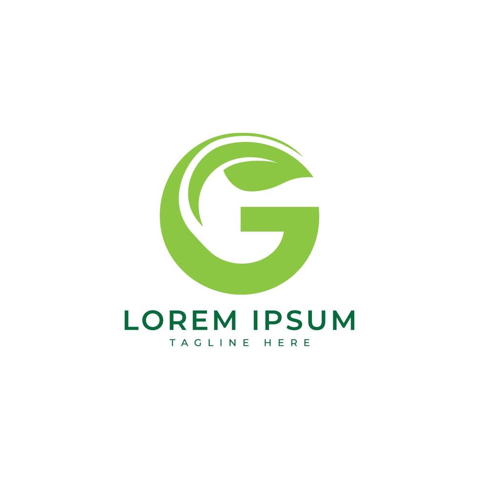 letter G leaf logo mark monogram design vector