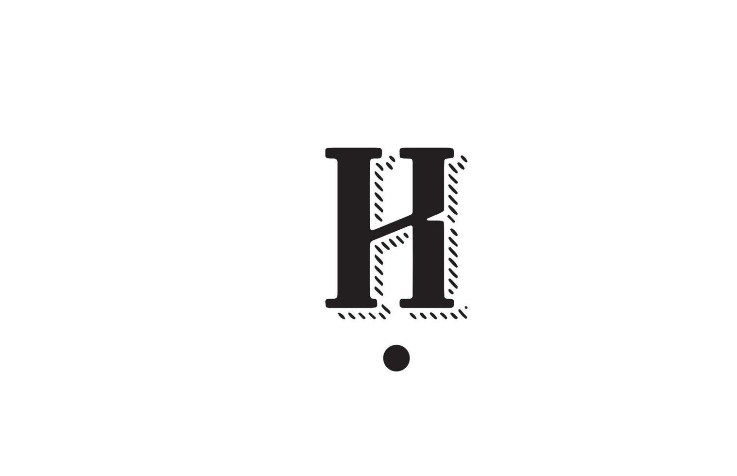 diseño del logotipo del icono de la letra del alfabeto h en blanco y negro. plantilla creativa para negocio o empresa vector