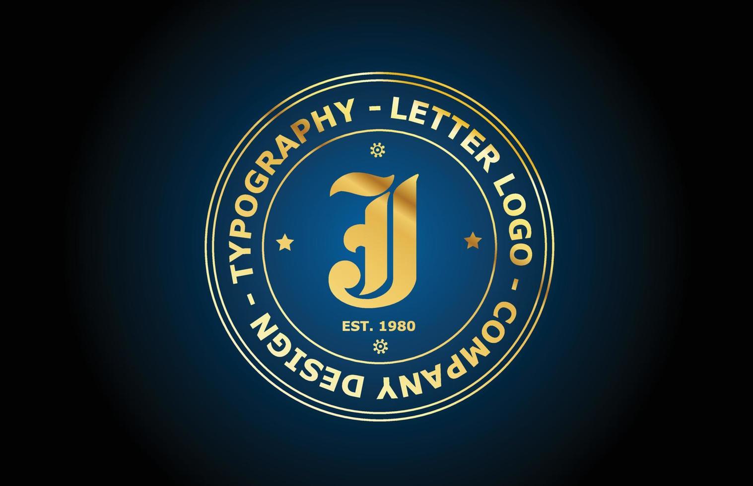 gold J vintage alphabet letter logo icon design. Creative template for label and badge in golden style vector