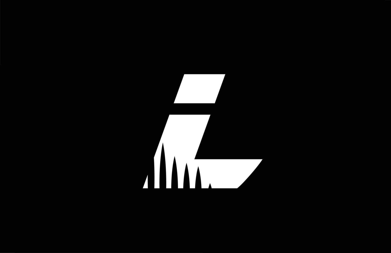 L icono del logotipo de la letra del alfabeto en blanco y negro con diseño de picos. plantilla creativa para empresa y negocio vector