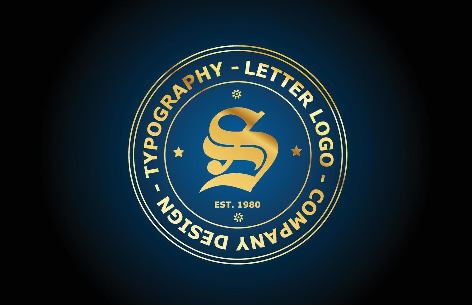 Diseño de icono de logotipo de letra del alfabeto vintage de oro s. plantilla creativa para etiqueta e insignia en estilo dorado vector