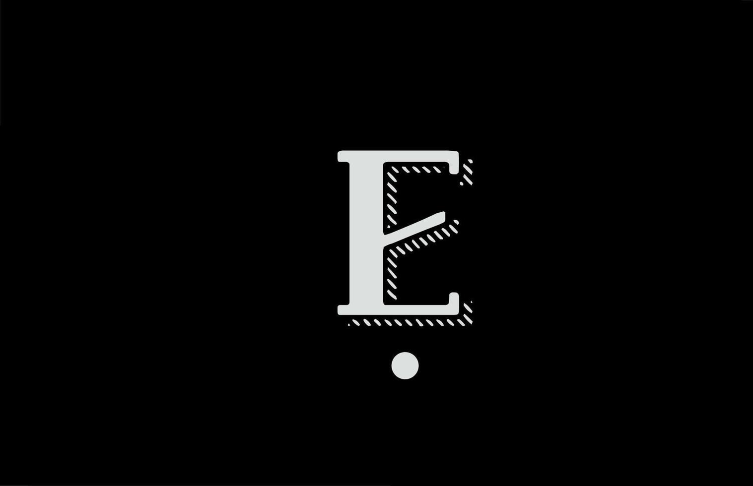 e logotipo de icono de letra del alfabeto en blanco y negro. diseño para negocio o empresa vector