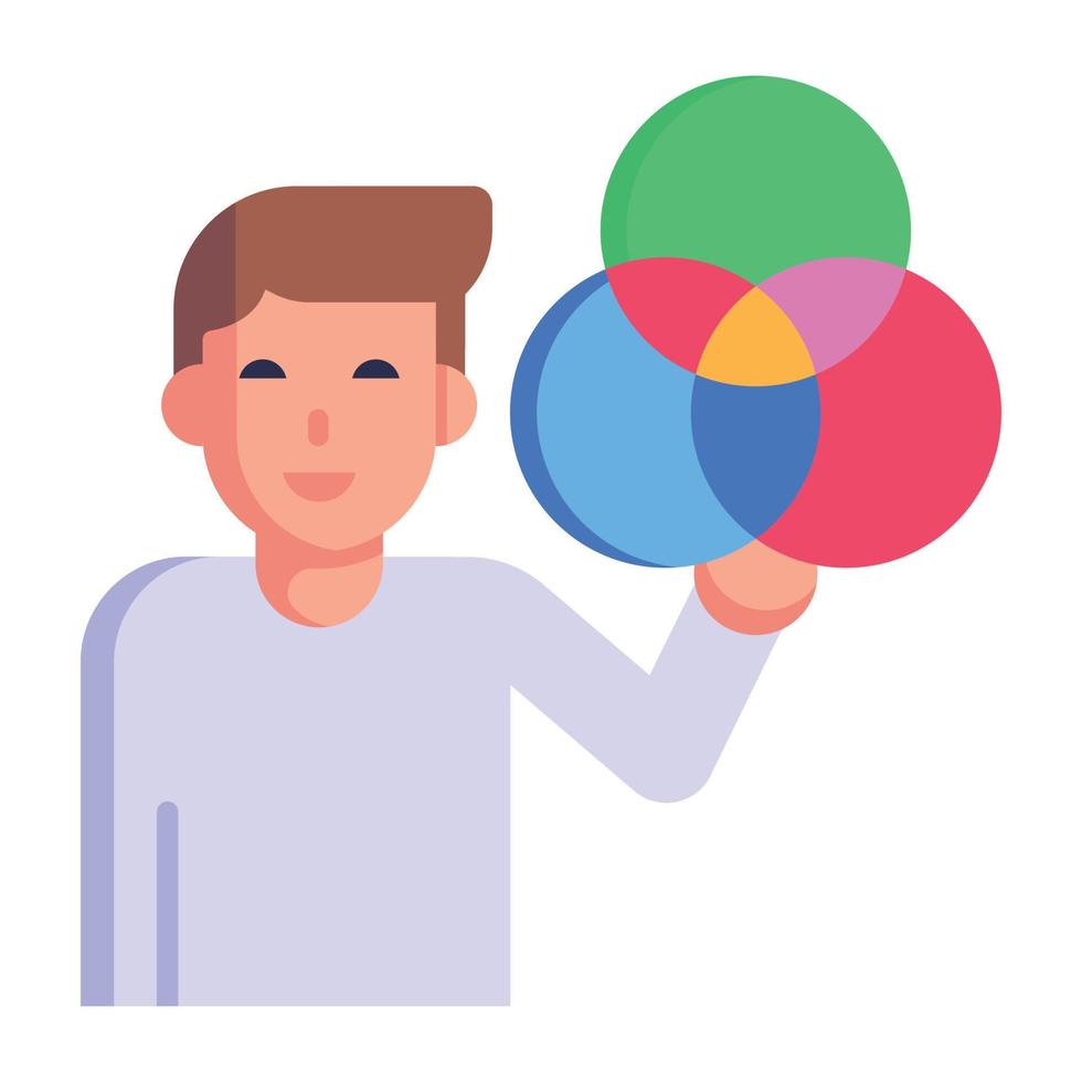 Flat icon of venn diagram is up for use, editable vector