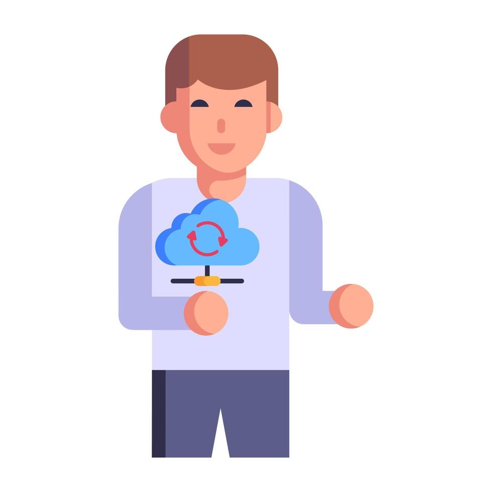 Share storage hosting, flat icon of cloud sync vector