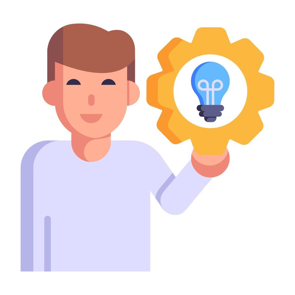 Cogwheel and light bulb, flat icon of skill development vector