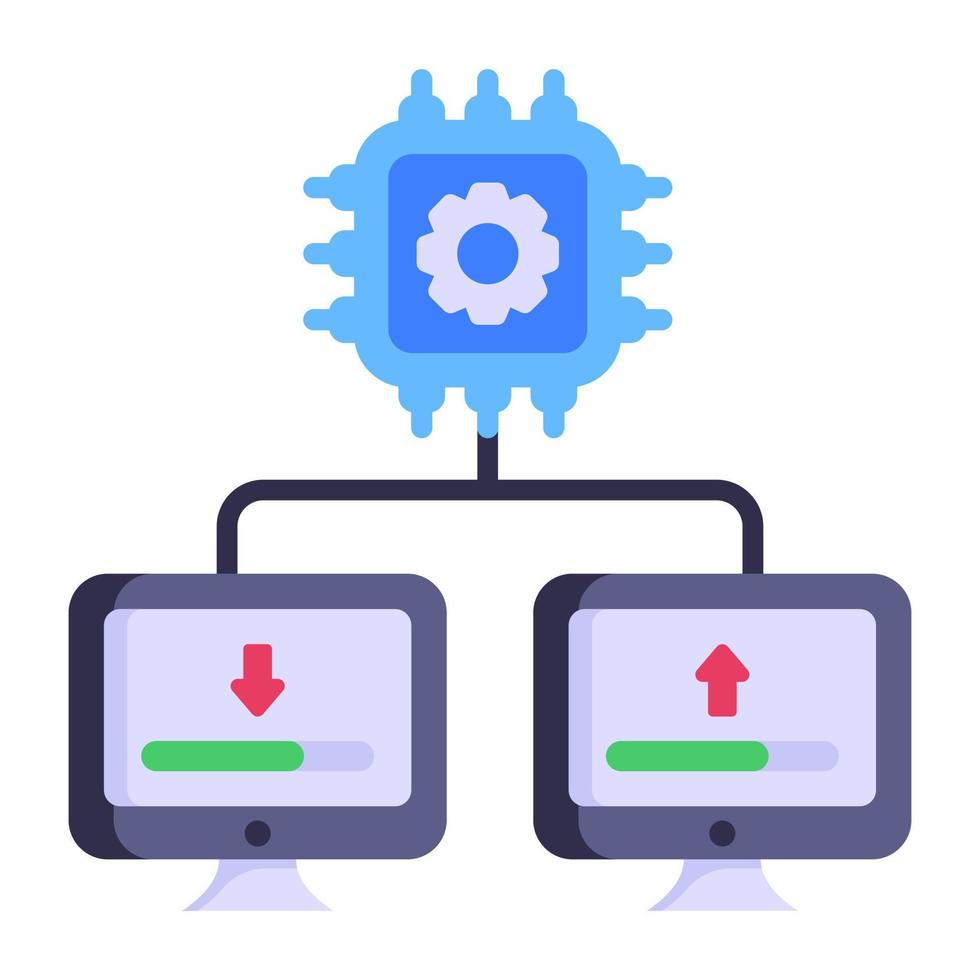 Flat icon of database setting is up for premium use vector