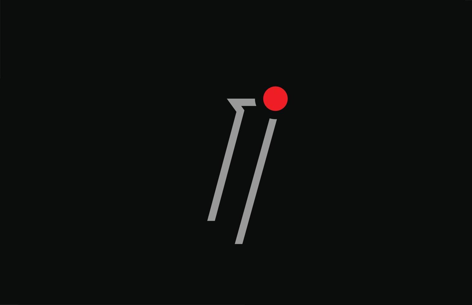 i diseño de icono de logotipo de letra del alfabeto en blanco y negro con punto rojo. plantilla creativa para empresa y negocio vector