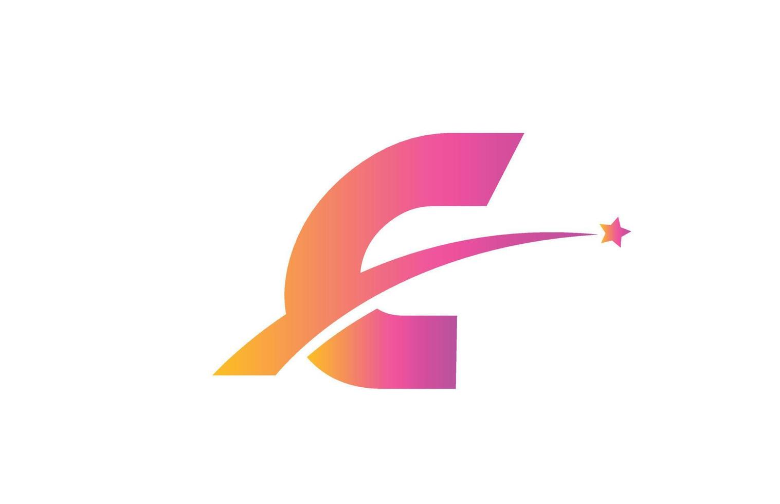 pink star C alphabet letter logo icon design with swoosh. Creative template for company and business vector