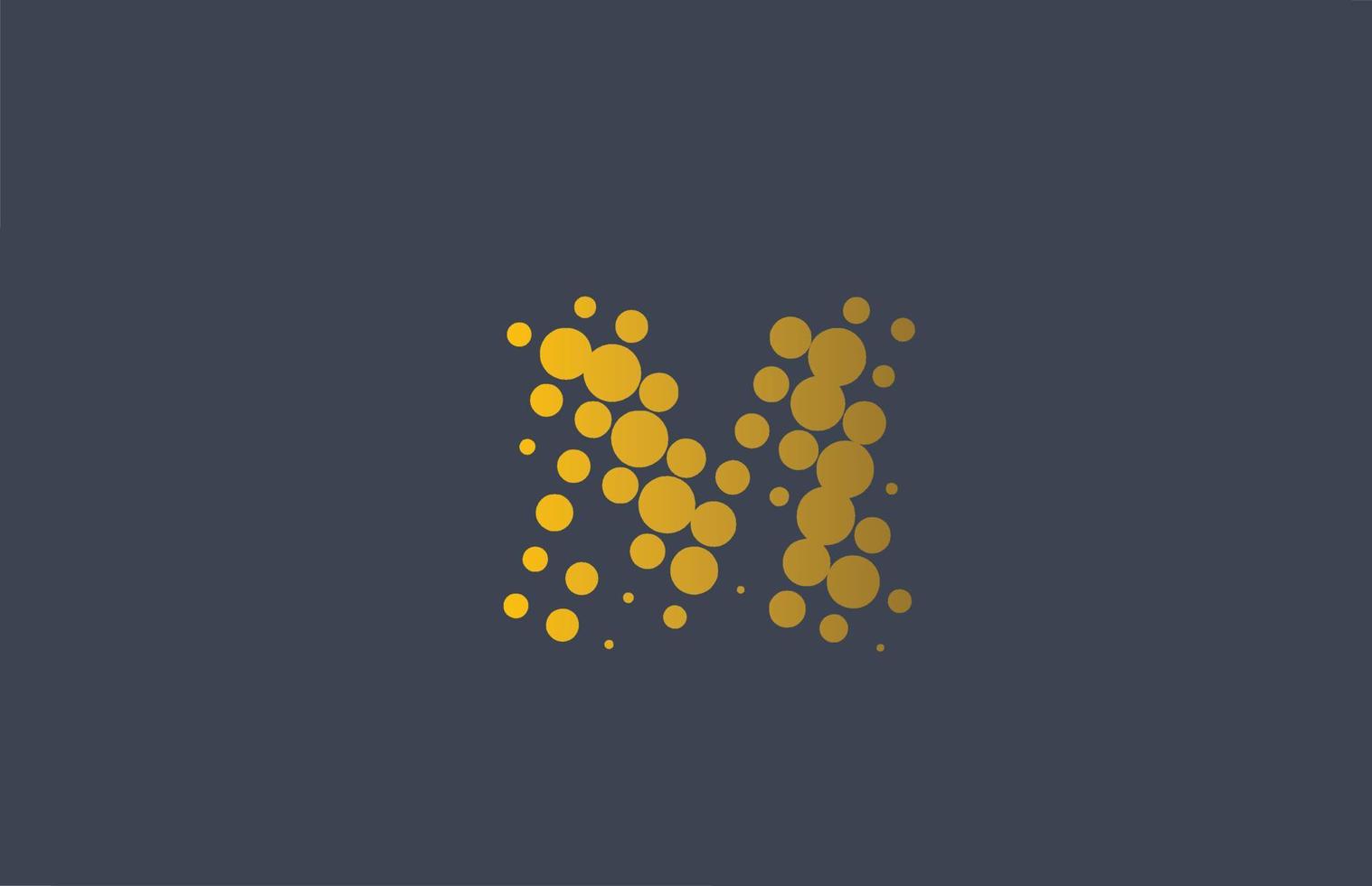 yellow dotted M alphabet letter logo icon design. Creative template for company and business with dots vector