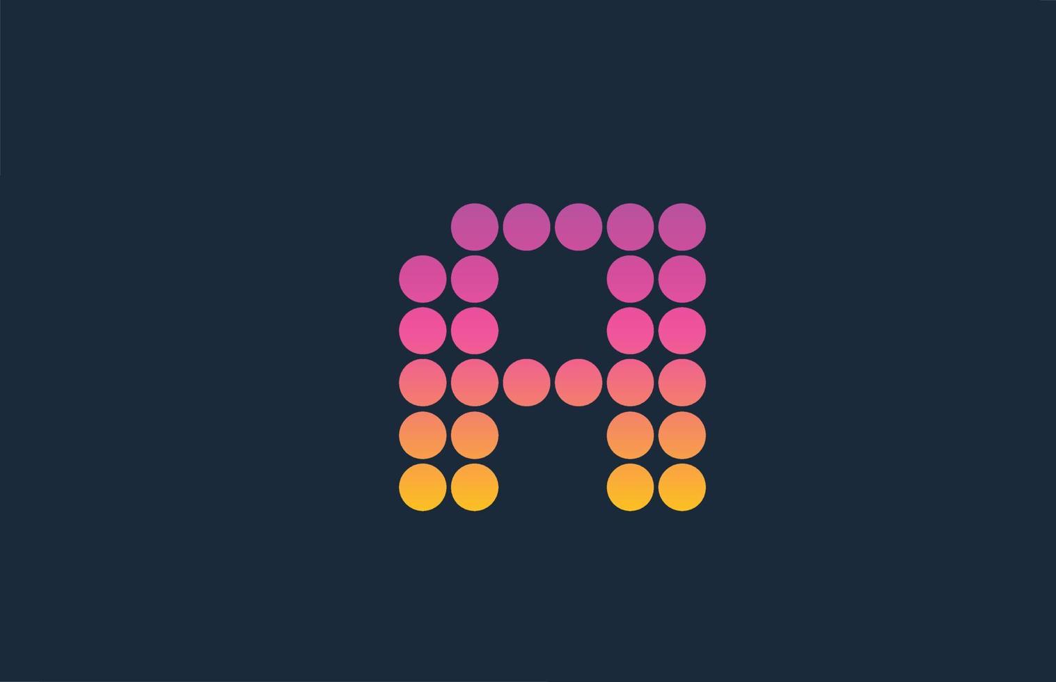 un diseño de icono de logotipo de letra del alfabeto con puntos amarillos rosados. plantilla creativa para negocios y empresas. vector