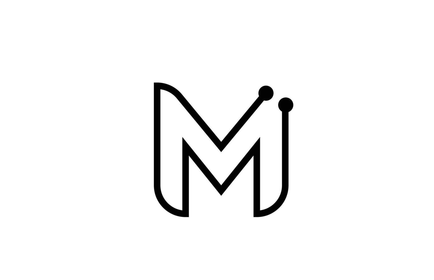 m línea blanco y negro alfabeto letra logo icono diseño con punto. plantilla creativa para negocios y empresas. vector