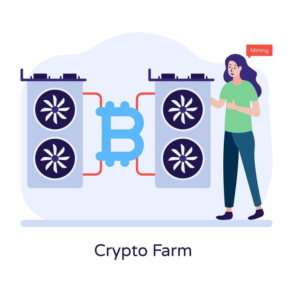 A modern flat illustration of crypto farm vector