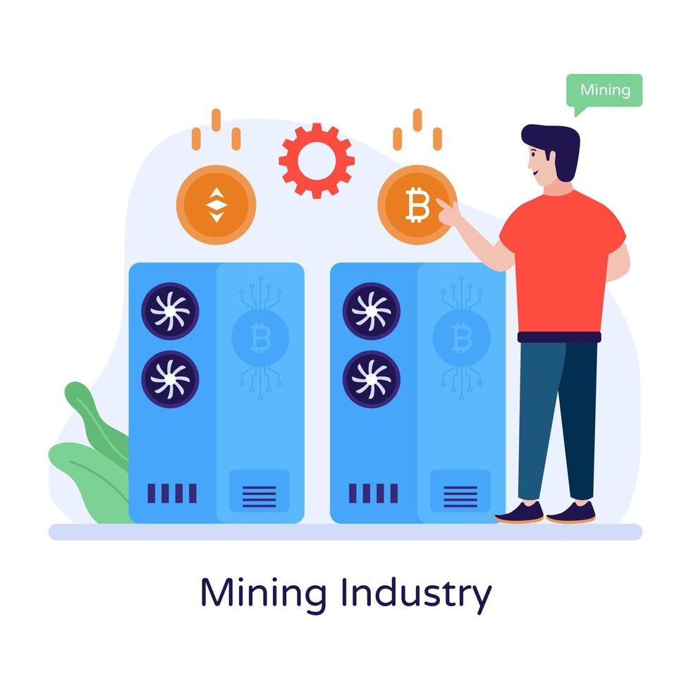 Mining industry flat illustration, editable vector