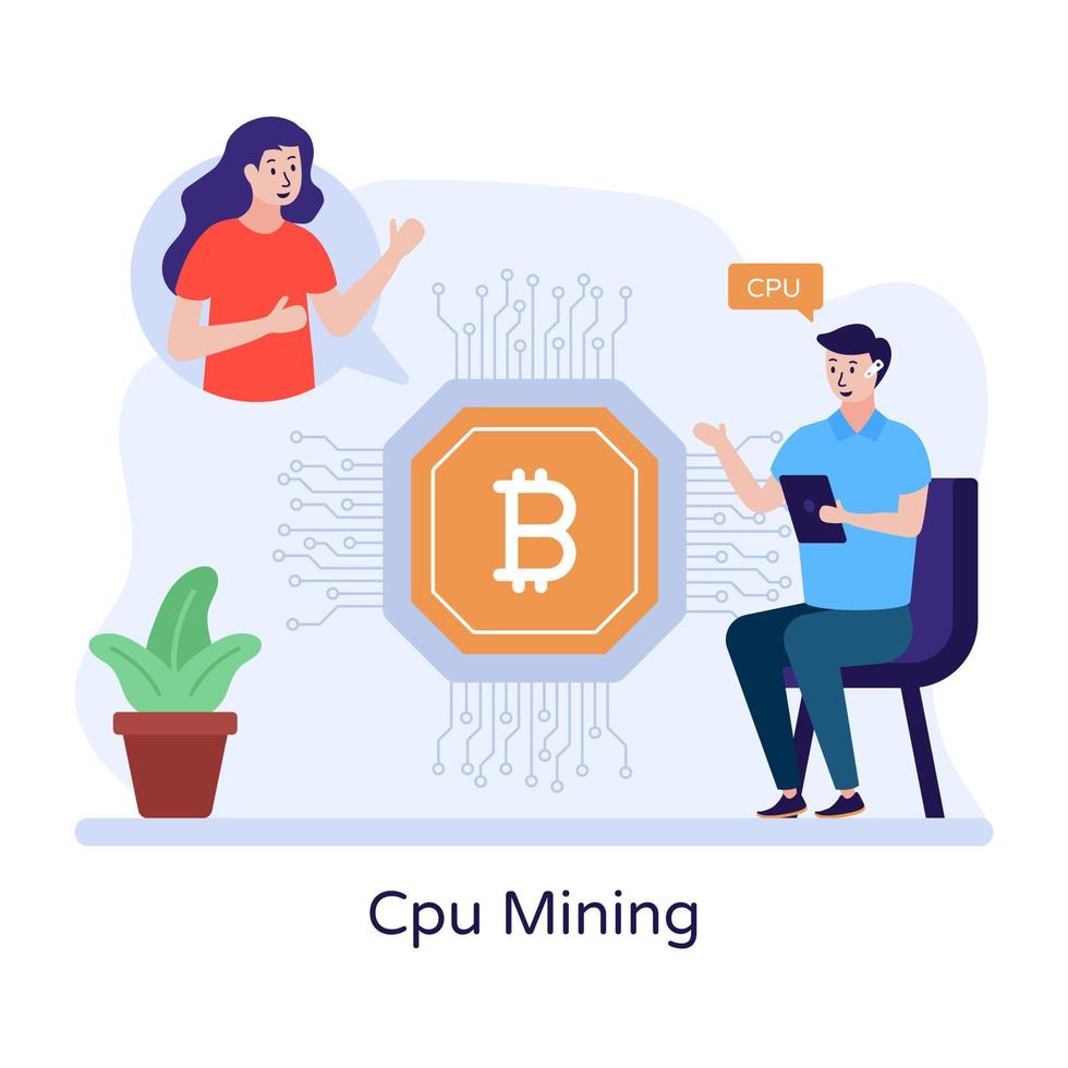 Have a look at this flat illustration of cpu mining vector