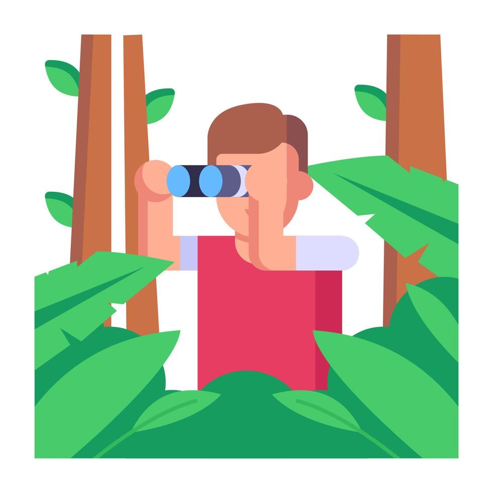 un hermoso paisaje de bosque icono plano vector