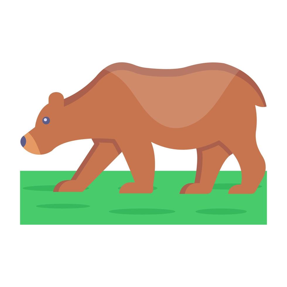 animal salvaje, oso icono plano en estilo editable vector