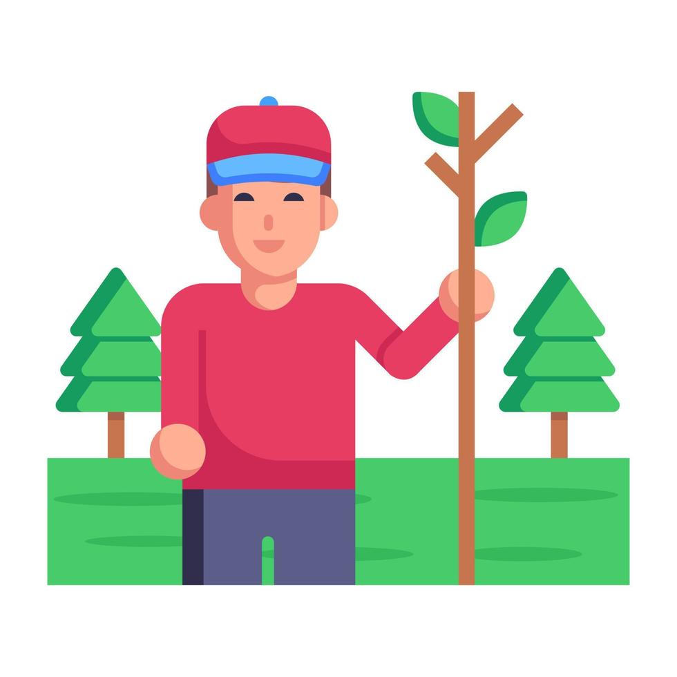 un hermoso paisaje de bosque icono plano vector