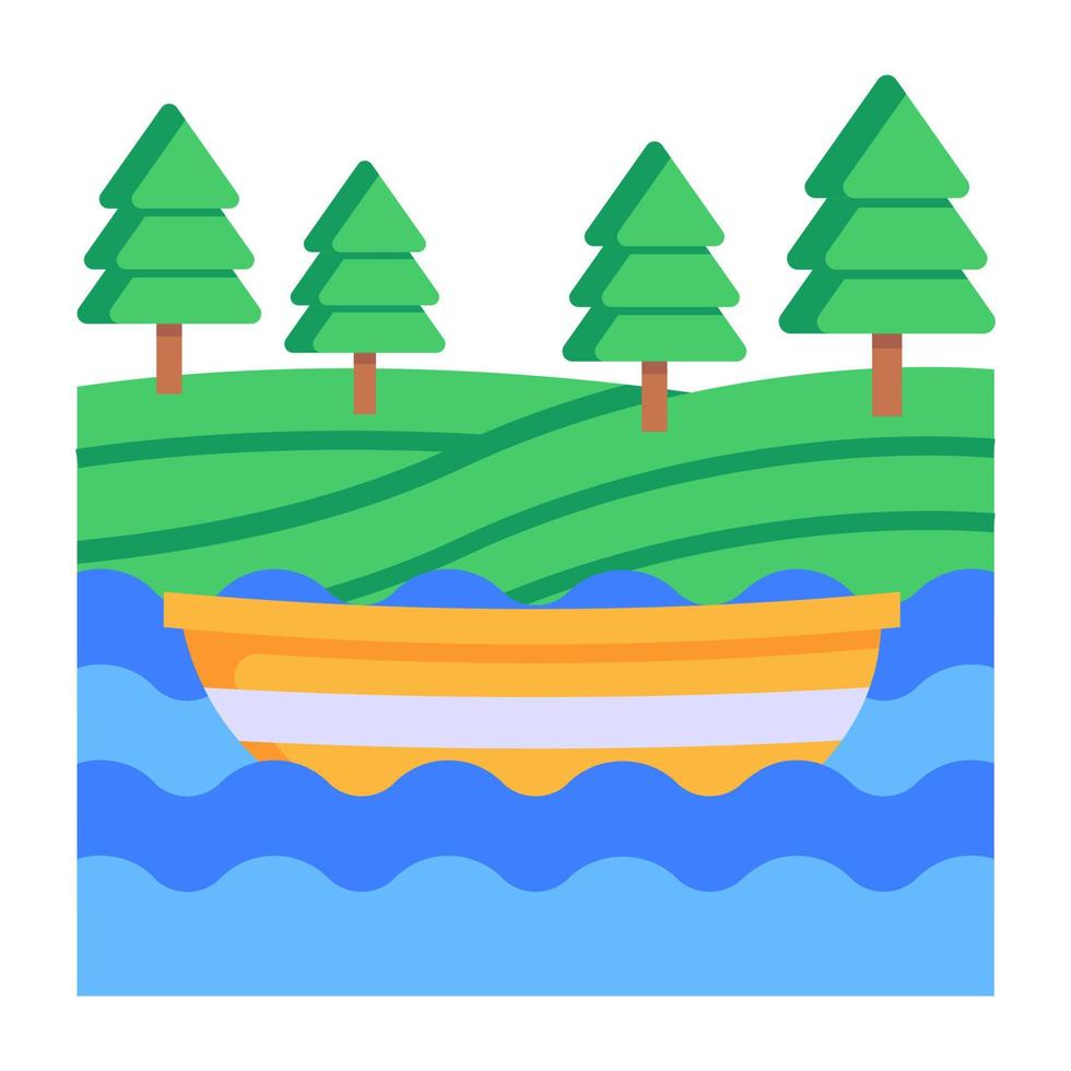 A beautiful landscape of forest flat icon vector