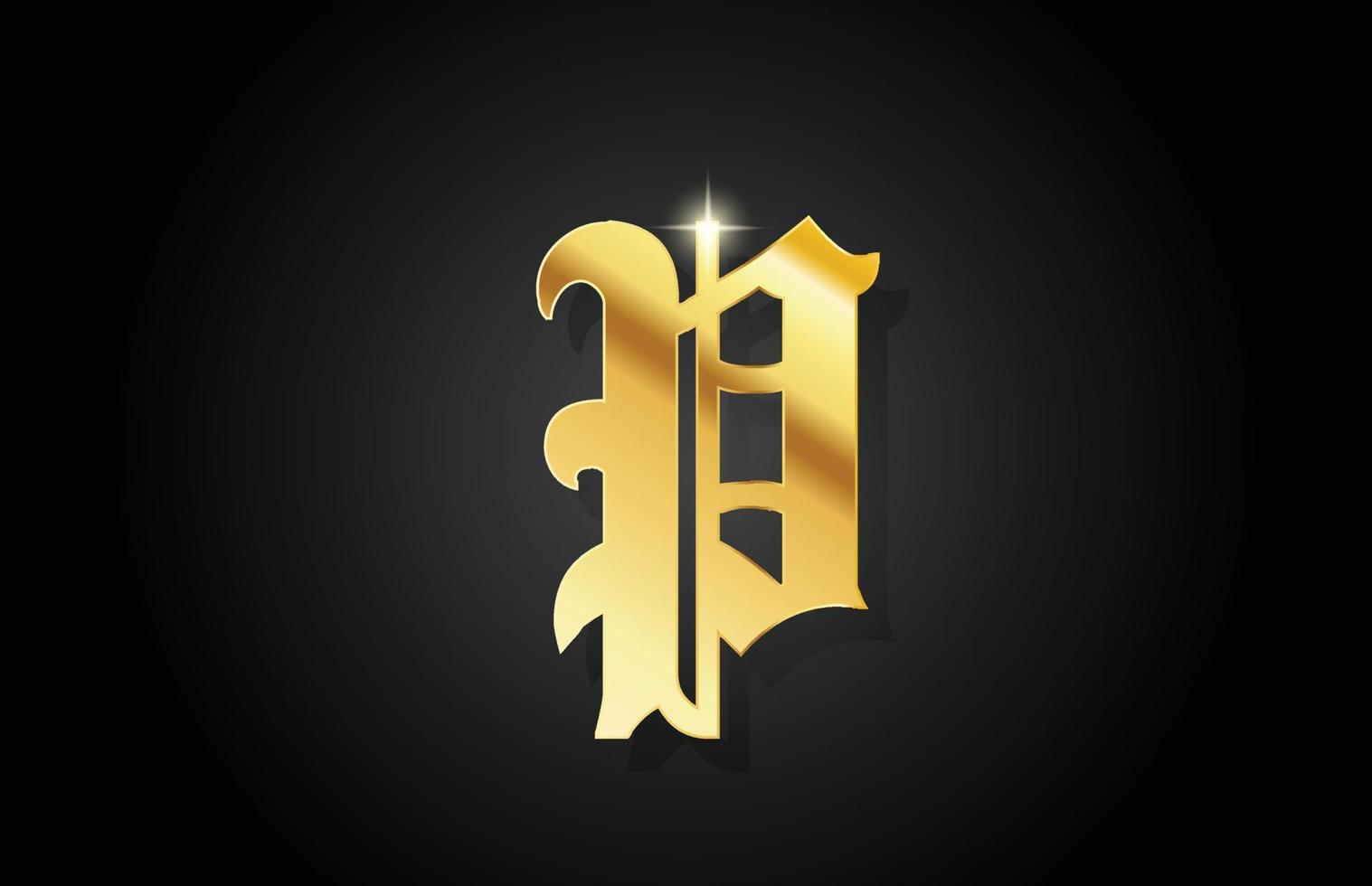 p diseño del logotipo del icono de la letra del alfabeto dorado vintage. plantilla dorada creativa para negocios vector