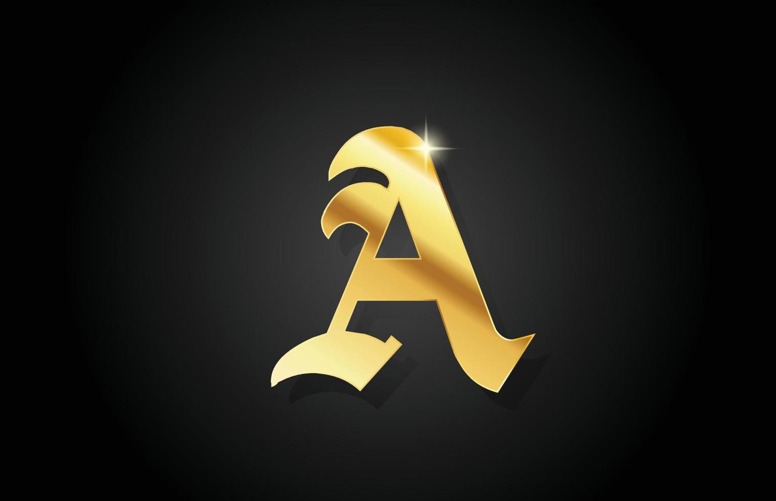 un diseño de logotipo de icono de letra de alfabeto de oro vintage. plantilla dorada creativa para negocios vector
