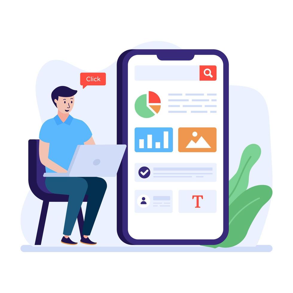 Big data flat illustration, premium download vector