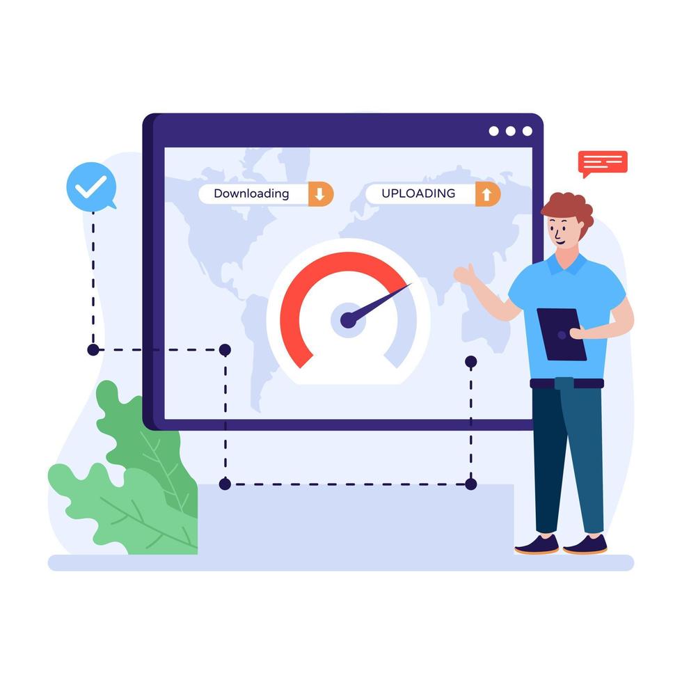 A trendy flat illustration of a web speed vector