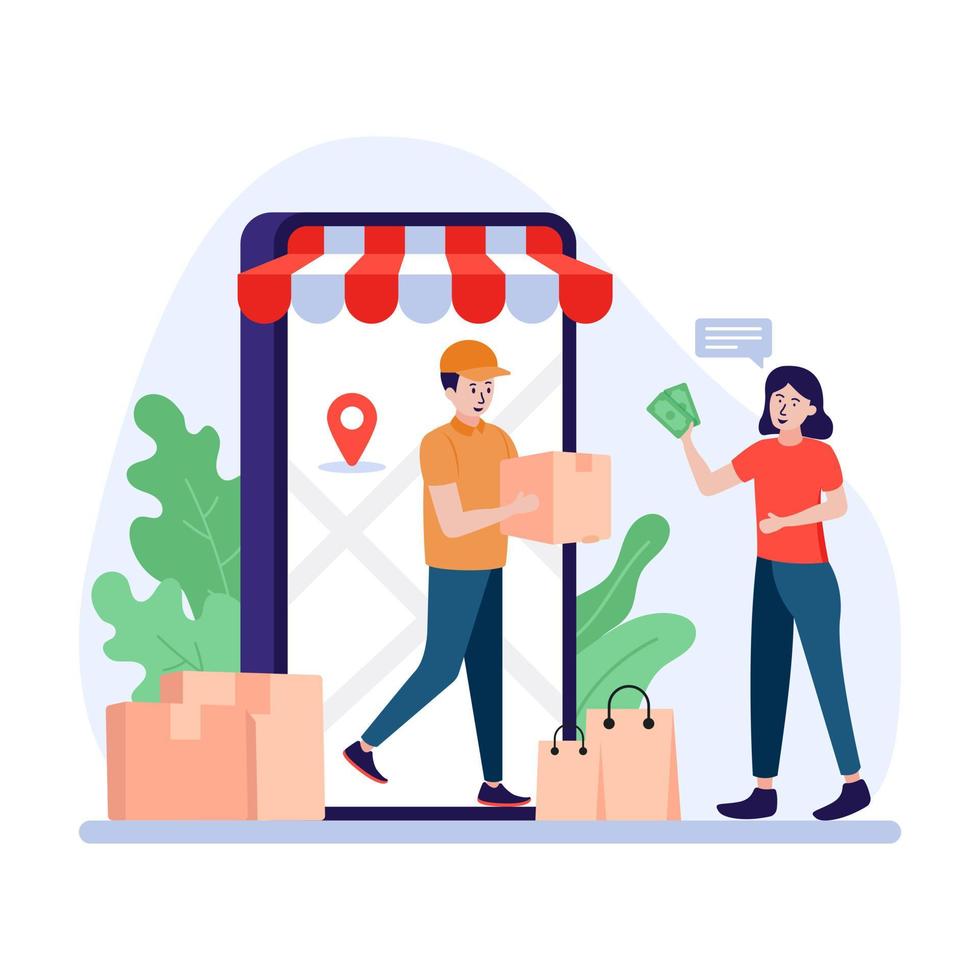 An online delivery service flat illustration vector