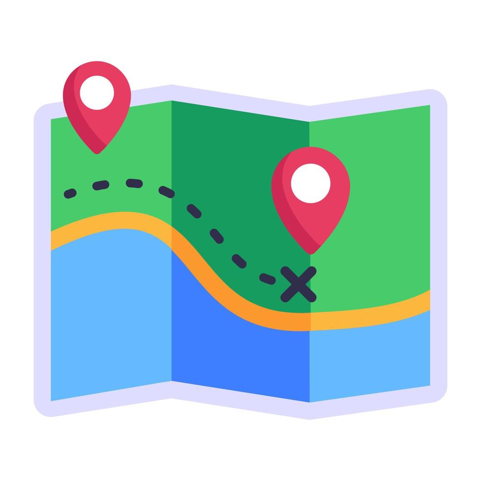 A trendy flat icon of location map vector